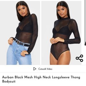 PLT black mesh long sleeve bodysuit size UK 8 / US 4 - Pretty Little Thing BNTW